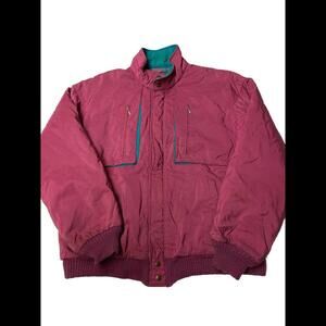 Mens LOBO PENDLETON Burgundy Vintage Wool Lined Bomber Jacket Sz L